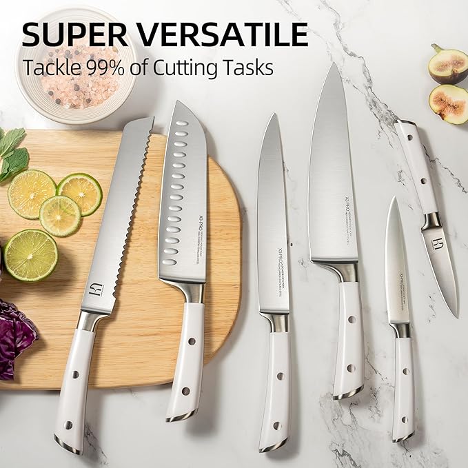 KnifeSaga Japanese 15-pc Kitchen Knife Block Set, Professional, Razor Sharp