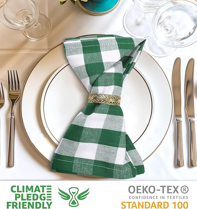 Urban Villa Cloth Napkins Cotton 20x20 (Set of 12) Hunter White