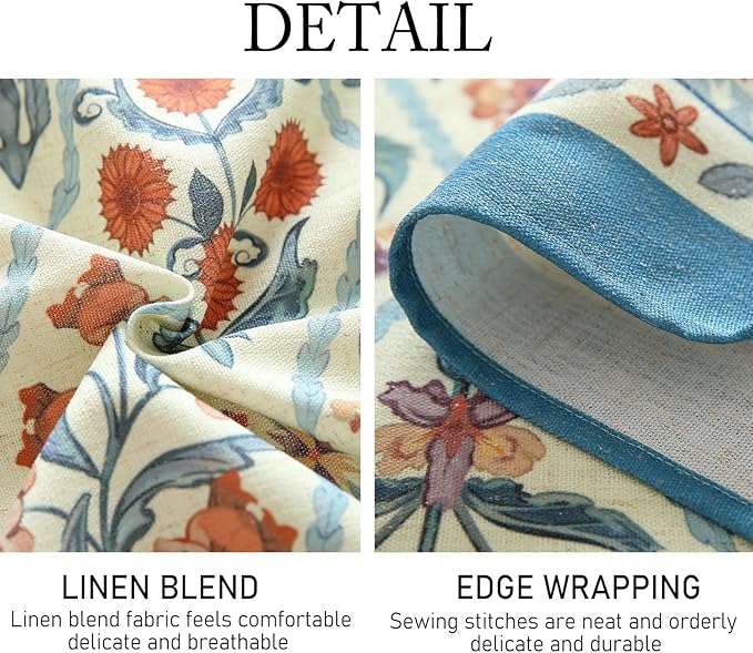 ISAENNE Designer Elegant Linen Rectangular Tablecloth,71"x55"-Floralsea A