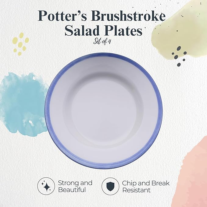 Portmeirion Potter's Brushstroke Salad Plate - Blue, Set of 4