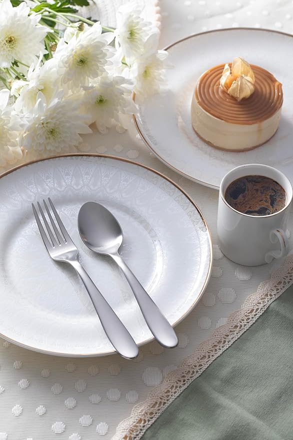 Danialli Matte Silverware Set, 18/10 Stainless Steel Satin Flatware, Modern Brushed Finish Cutlery, Dishwasher Safe & Durable, Built to Last (40-Piece, Razzoli)