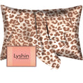 LYSHIN Silk Pillow Cases Standard Size with Hidden Zipper, Leopard