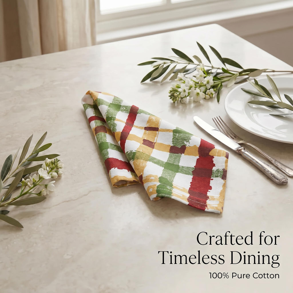 Urban Villa Cloth Napkins Cotton 20x20 (Set of 12) Check Print