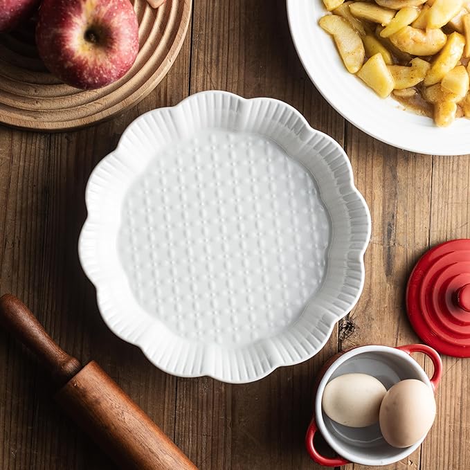 Cormomu Pie Pan for Baking, 9 Inch Ceramic Pie Dish Non-Stick