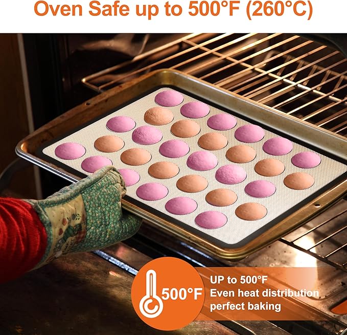 HOOMIL Macaron Silicone Baking Mats, 15 x 10 Inch, 2 Pack, Nonstick