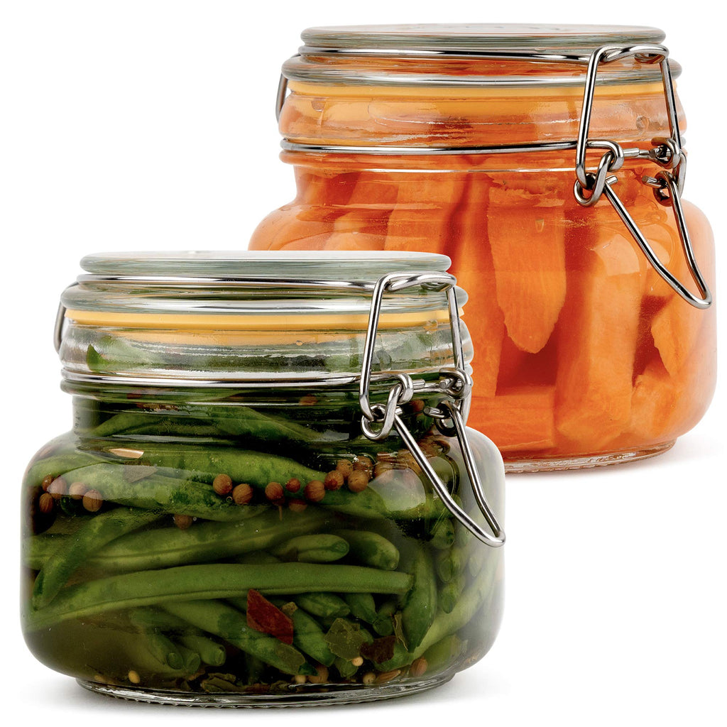 Galashield Glass Jars with Airtight Lids 16 oz [Set of 2]