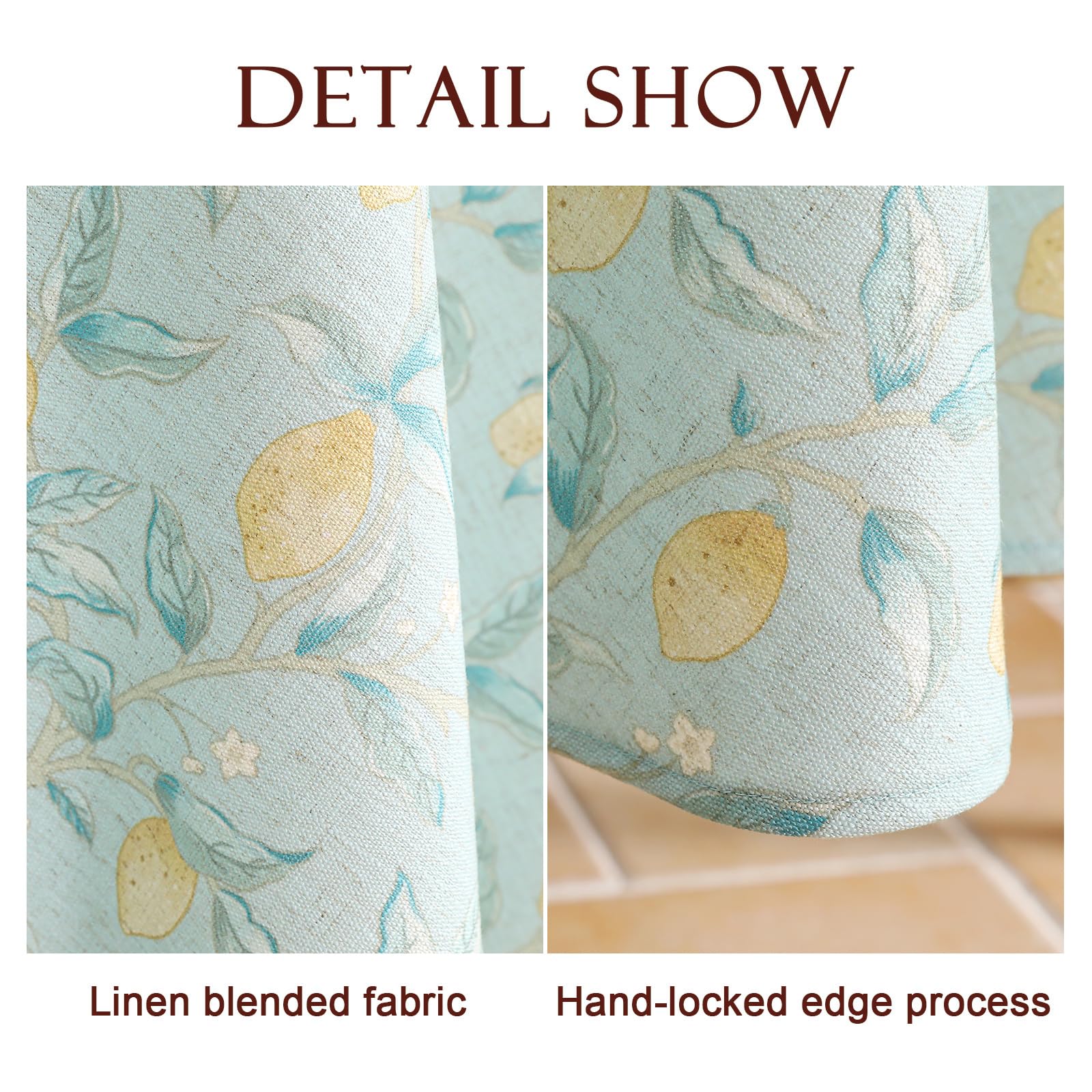patdrea Designer Linen Green Long Tablecloth for Rectangle Table,Vintage Breathable Yellow Fruits Pattern Table Cloth,Decor Cover for Kitchen Dining,Christmas,Thanksgiving,Party,63"x102"-Ania a