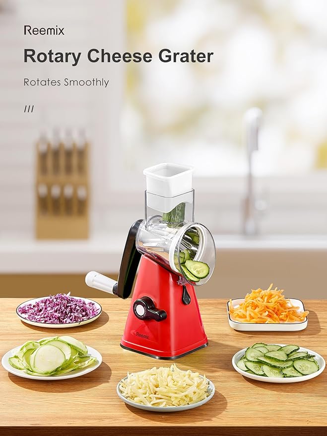 Rotary Cheese Grater with Handle, Reemix Vegetable Cheese