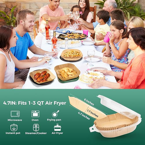 125PCS 4.7 Inch Square Air Fryer Liners Disposable for 1-2 QT