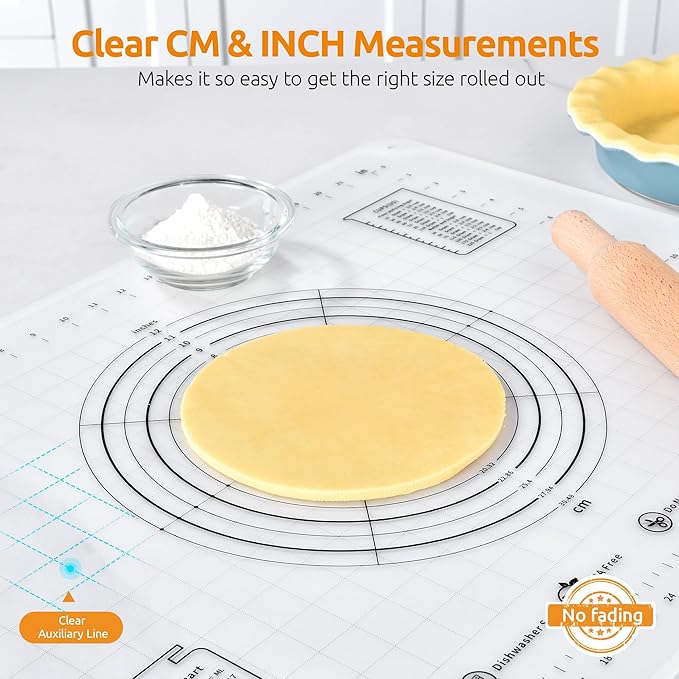 U-Taste Silicone Pastry Mat, Dough Rolling Baking Sheet, 28x20"/Transparent