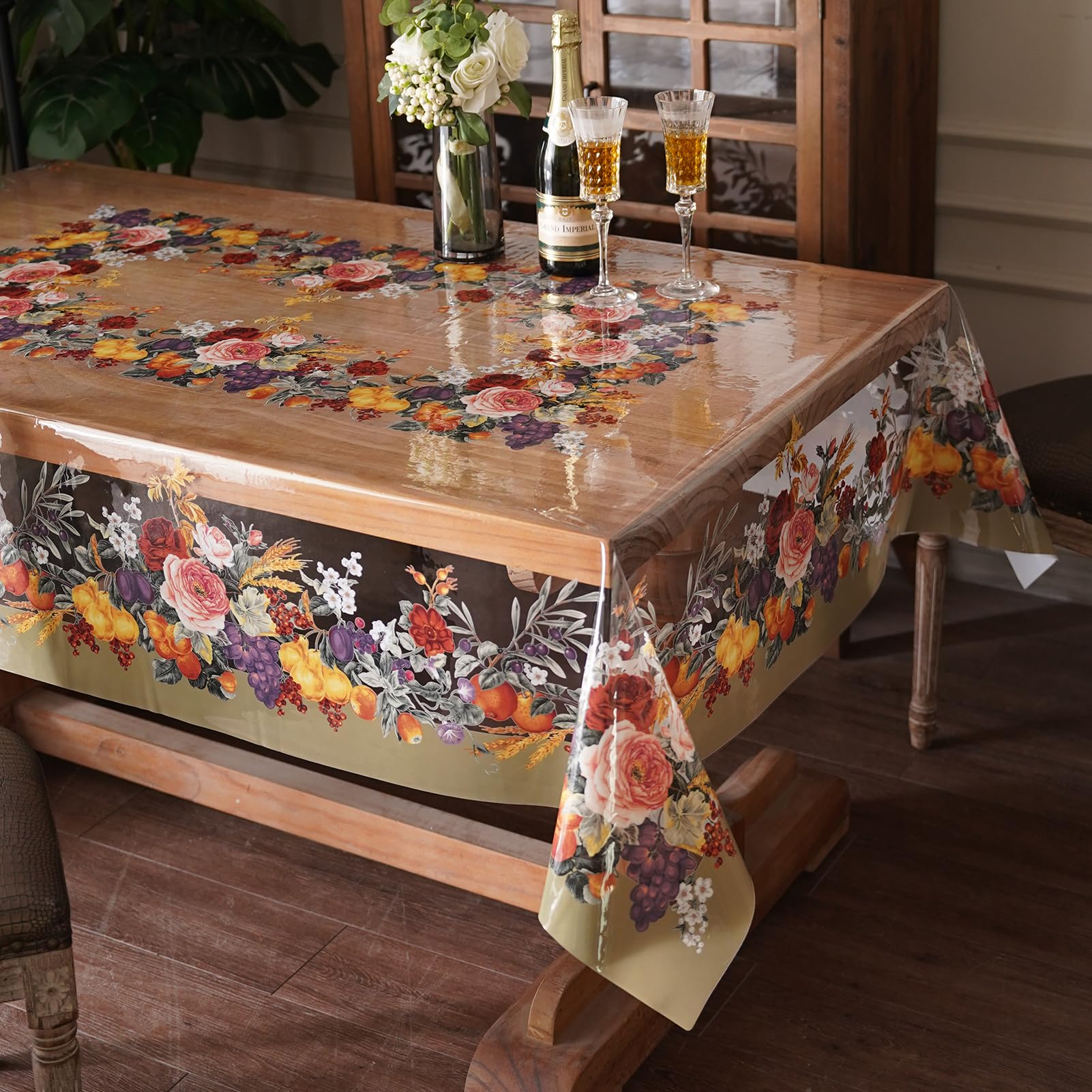 Artbloss Clear Table Cover Protector Vinyl PVC Table Cloth, 60" x 104"
