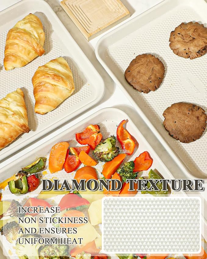 Ymiton 2-Pack 10x15 Jelly Roll Pan Baking Sheet Set with Wire Rack - Nonstick 0.8mm Thick Carbon Steel, Cookie Sheets for Baking, Dishwasher Safe, Warp Resistant, Oven Safe 450°F, Salted Gray