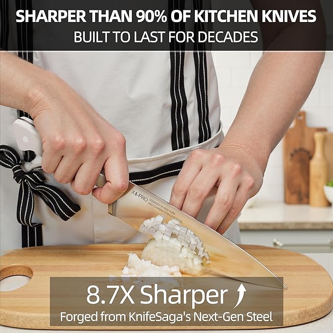 KnifeSaga 15-pc Japanese Kitchen Knife Block Set, Razor Sharp, Professional