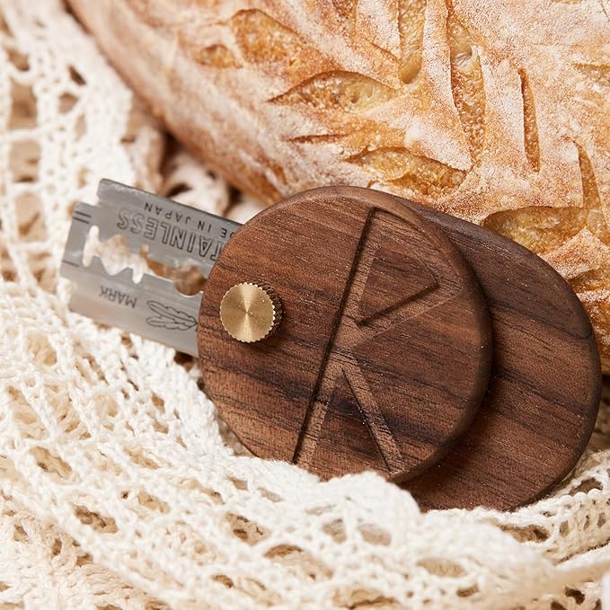 ROCKSHEAT Bread Lame Dough Scoring Tool with 5 Feather Blades, Sourdough Scoring Tool with Storage Box, Scoring Knife for Bread Baking, Dexterous-Cut Series Lame Bread Tool (LUNA)