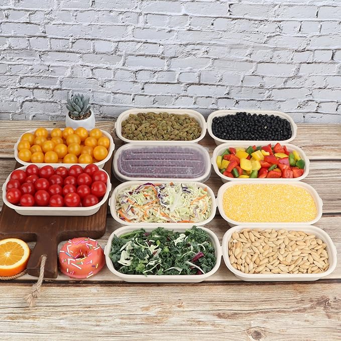 JAYEEY 17 oz Disposable bowls with lids Bagasse meal prep container 50 Pack