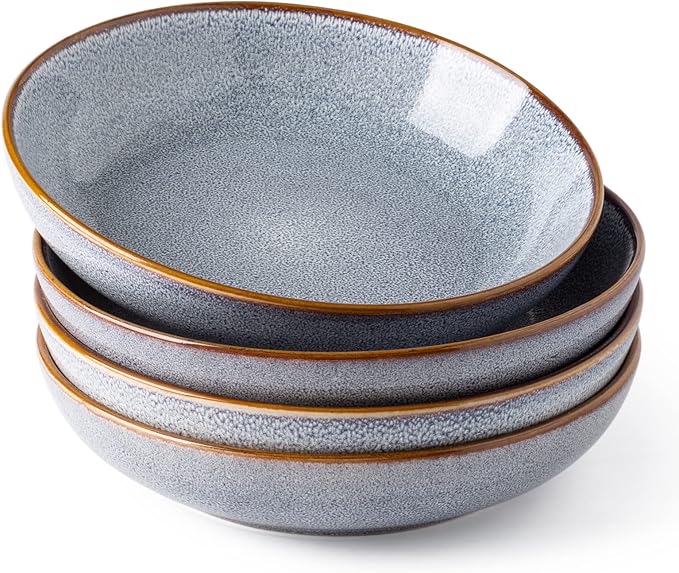 AmorArc 8.5’’ Ceramic Pasta Bowls Set of 4, 36oz Large Stoneware Bowls Set