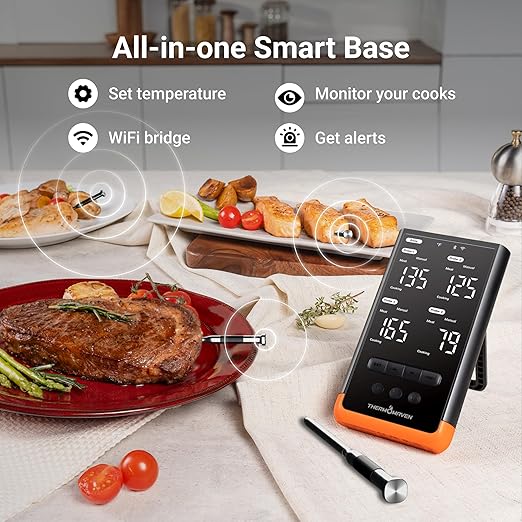 ThermoMaven Sub-1G Wireless Meat Thermometer, 4 Probes WiFi Thermometer