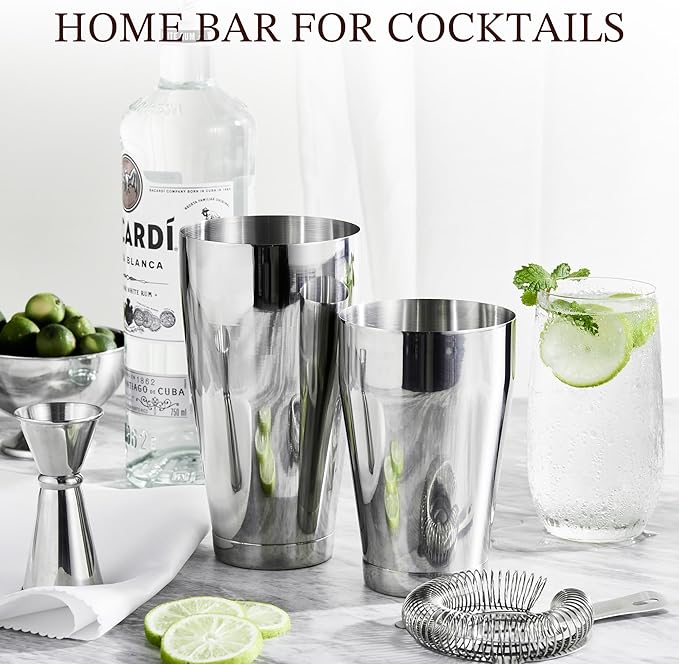 KITESSENSU Cocktail Shaker Set, 2-Piece Boston Shaker Set for Drink Mixing