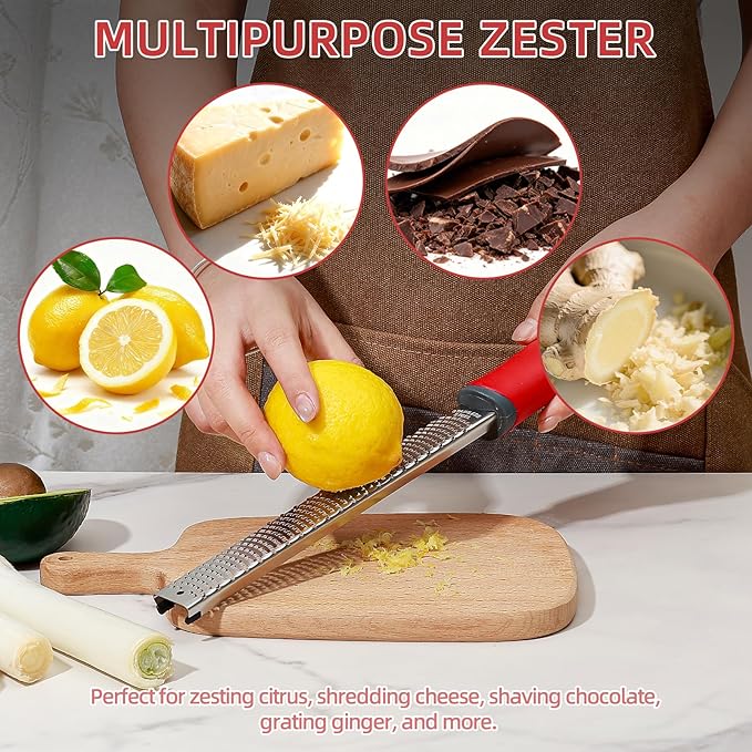 Koythin Red Handle Heavy Duty Lemon Zester Grater