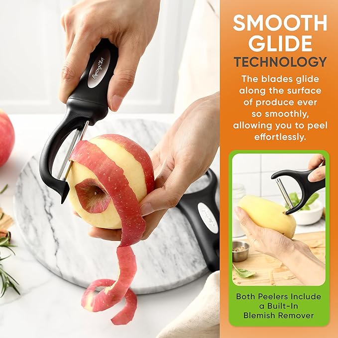 Spring Chef Swivel Vegetable Peeler & Y Potato Peeler w/Soft Grip Handles