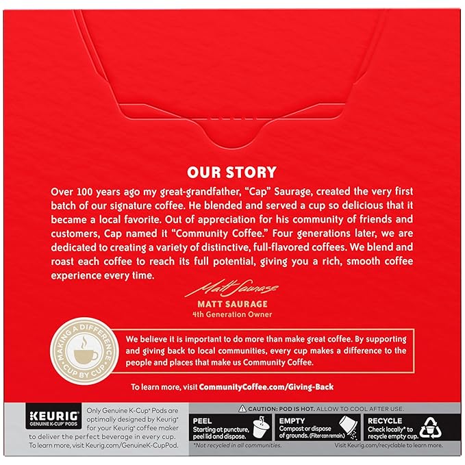 Community Coffee Café Special Decaf Medium-Dark Roast Single Serve Keurig K-Cup Pods 32 Count Box (Pack of 4)