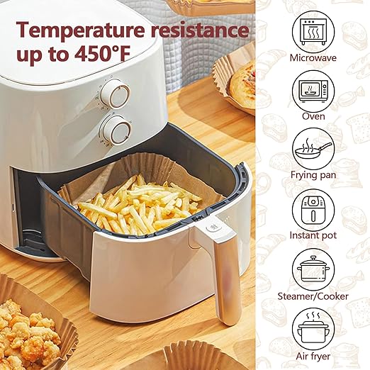 9 Inch Air Fryer Liners Disposable, 125 Pack Airfryer Paper for 5-8 QT