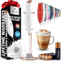 Zulay Kitchen Powerful Milk Frother Wand With Duracell Batteries - Ultra Fast Handheld Drink Mixer - Electric Whisk Foam Maker for Coffee, Lattes, Cappuccino & Matcha - Triple Whisk - Black