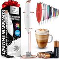 Zulay Kitchen Powerful Milk Frother Wand With Duracell Batteries - Ultra Fast Handheld Drink Mixer - Electric Whisk Foam Maker for Coffee, Lattes, Cappuccino & Matcha - Triple Whisk - Black