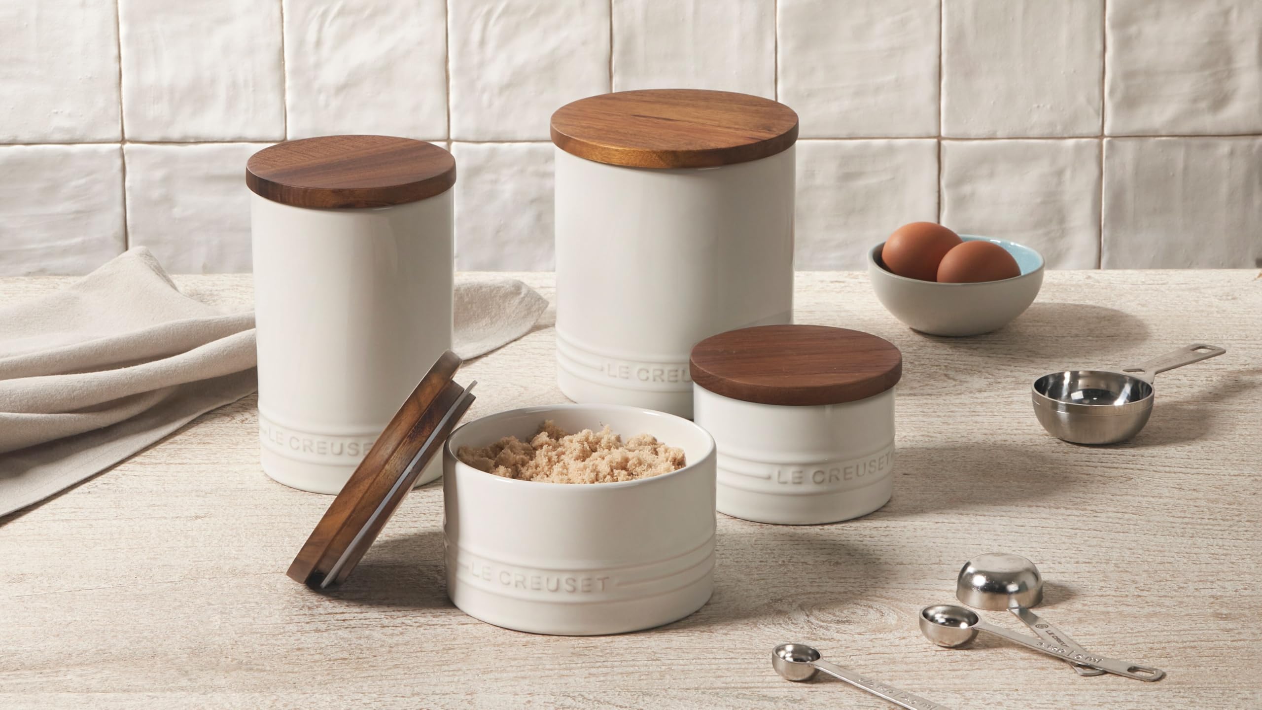 Le Creuset Stoneware Salt Cellar and Storage Canister, 7 oz., Oyster