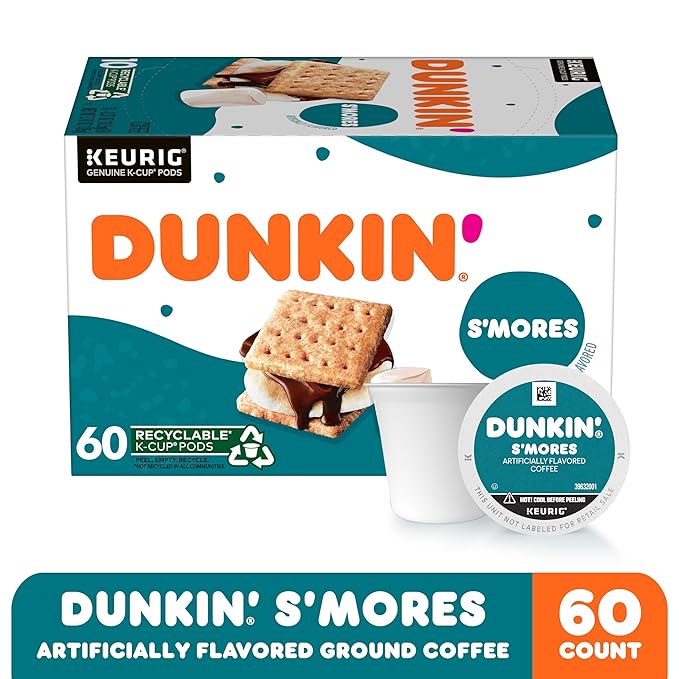 Dunkin’ S’mores Artificially Flavored Coffee, Keurig K-Cup Pods, 60 Count