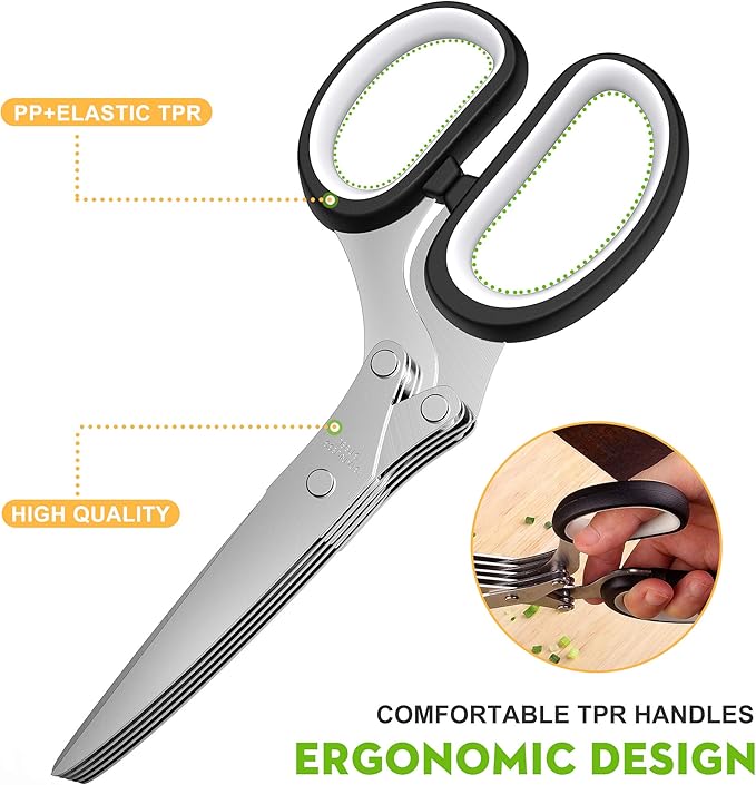 Herb Scissors with 5 Blades and Cover, New Kitchen Gadget 2026
