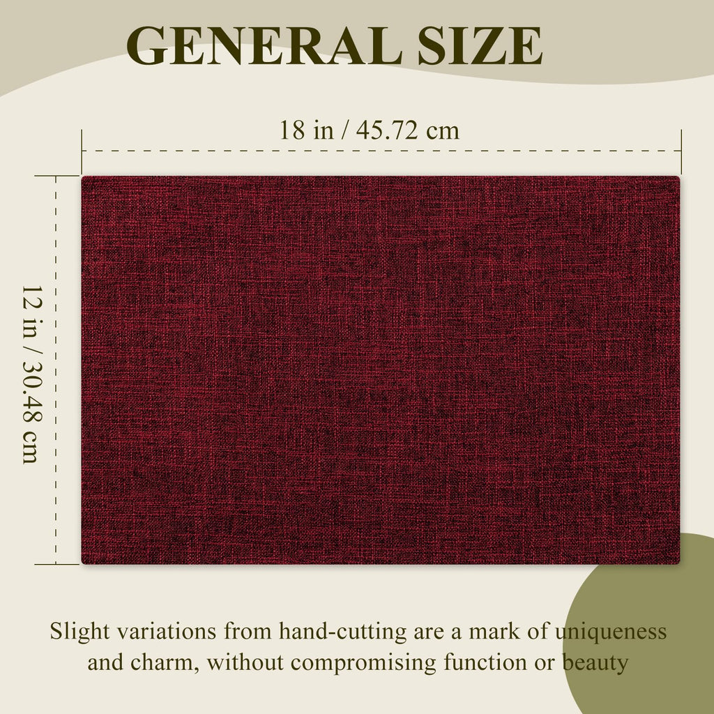 KXN Placemats Set of 6, Dual-Layer Thickened Faux Linen Table Mats, Heat Resistant & Wrinkle-Free, Machine Washable Cloth Place Mats for Kitchen Dining Indoor Outdoor (Red)