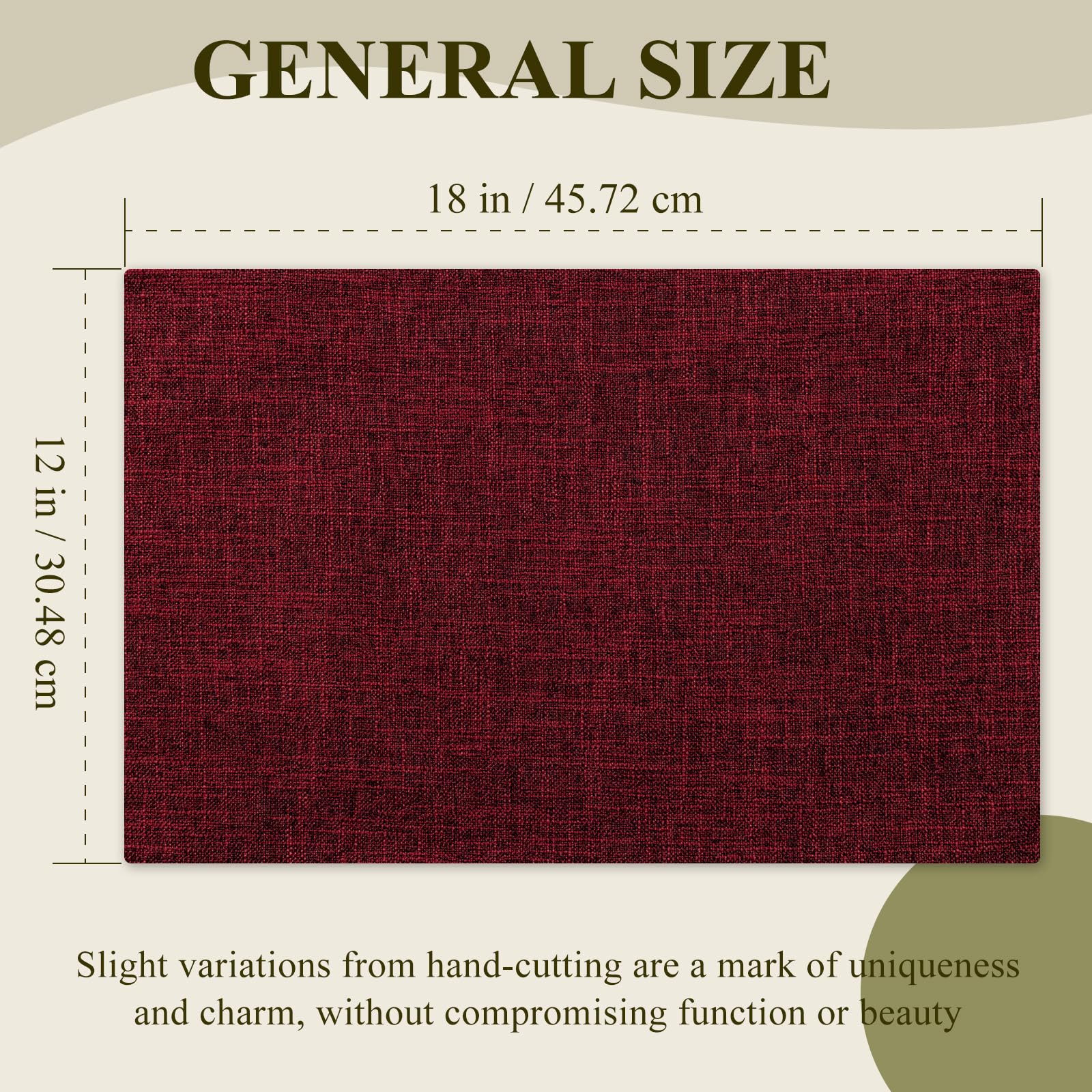 KXN Placemats Set of 6, Dual-Layer Thickened Faux Linen Table Mats, Heat Resistant & Wrinkle-Free, Machine Washable Cloth Place Mats for Kitchen Dining Indoor Outdoor (Red)