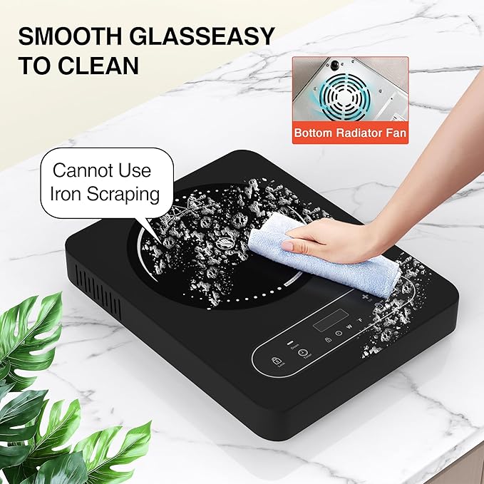 Electric Cooktop 1800W, Single Burner Portable Electric Stove 110V with LED Touch Screen 10 Power Levels, Hot Plate with Child Safety Lock, Timer and Overheat protection, Compatible with All Cookware