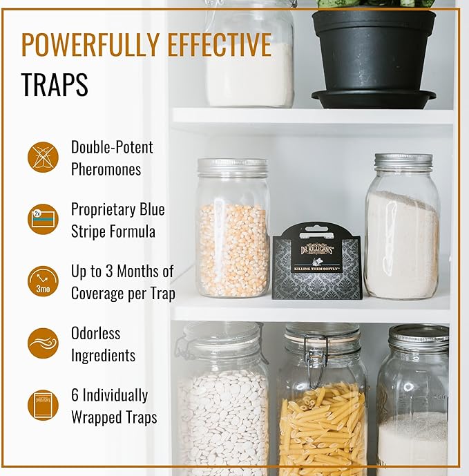 Dr. Killigan's Pantry Moth Traps with Pheromones Prime, 6 Pack, Black