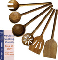Non-Toxic Acacia Wooden Utensils Set, 6-Piece, Glue and Mineral Oil Free