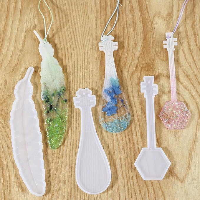 5Pcs Bookmark Resin Silicone Mold, Classical Instruments Bookmarks Molds