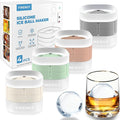 FINENUT Silicone Ice Ball Mold with Lid, 4 Pack – 2.5 Inch Large Sphere Round Ice Maker, Easy Release BPA-Free Silicone Trays for Whiskey & Cocktails, Home Bars & Freezer (Multicolor-Premium)