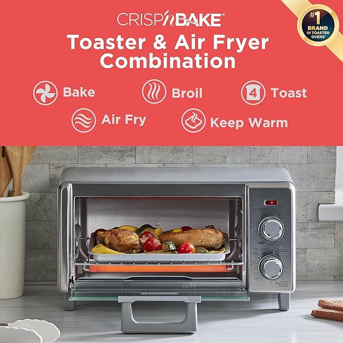BLACK+DECKER 4-Slice Air Fry Toaster Oven, 5-in-1 Countertop Oven