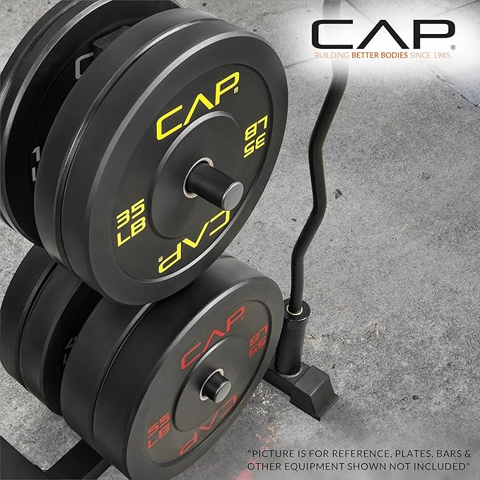 CAP 190lb Economy Olympic Bumper Plate Set with Compact Storage Rack