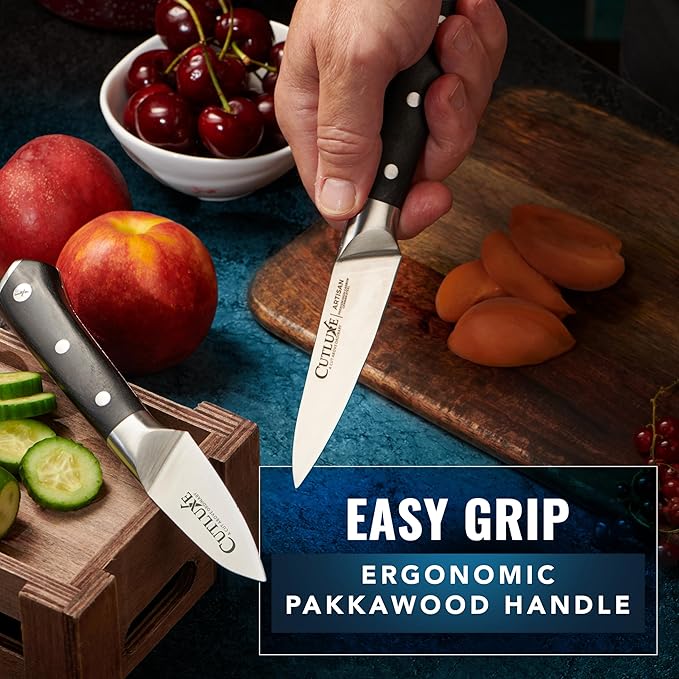 Cutluxe Paring Knife Set, 4" Fruit & 3" Peeling Knives – Razor Sharp