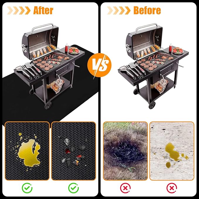 THMINS 80X48 Inches Extra Large Under Grill Mat for Outdoor Grill