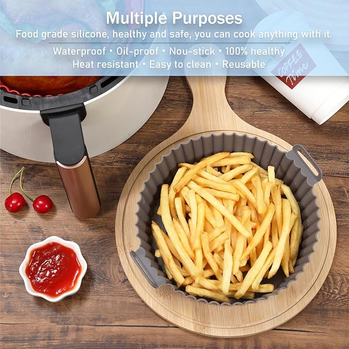Silicone Air Fryer Liners Round,Pot 4 Pcs 6.5inch Reusable Air Fryer Basket