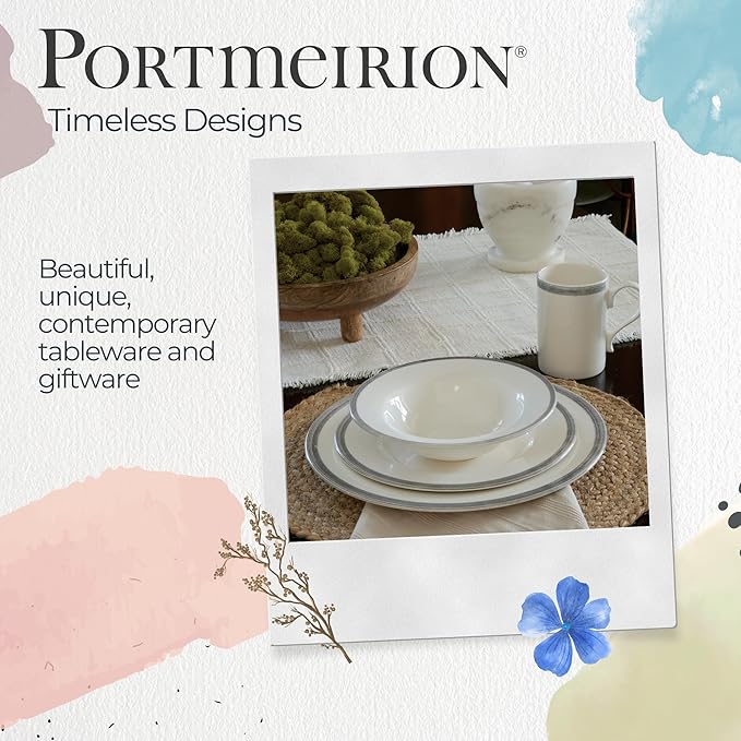 Portmeirion Potter's Brushstroke Oatmeal Bowl - Grey, Set of 4