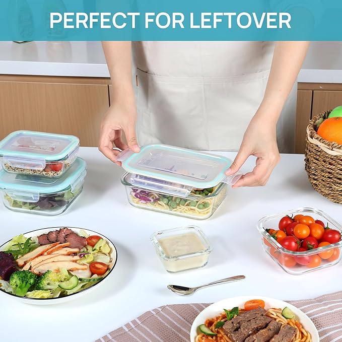 Vtopmart 8 Pack Glass Food Storage Containers with Airtight Lids