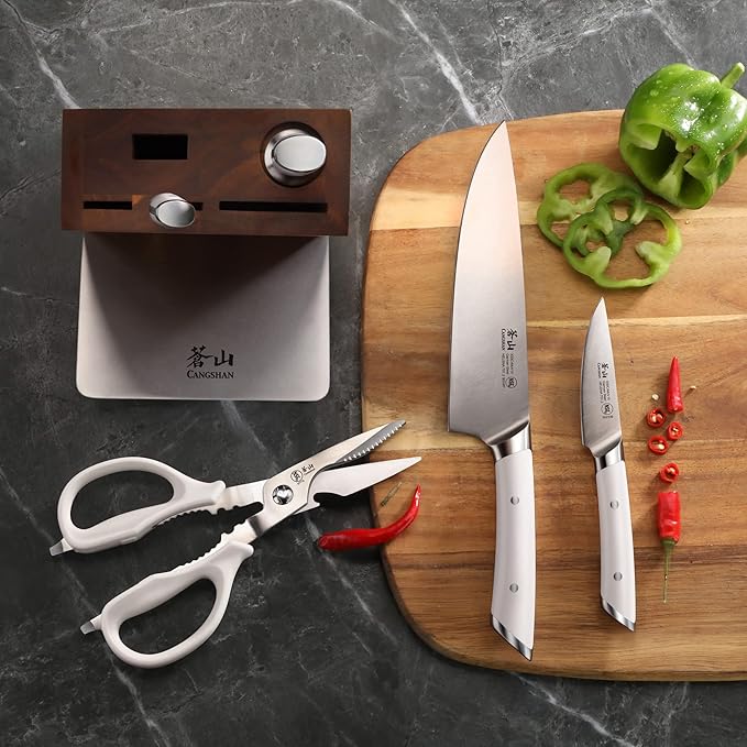 Cangshan HELENA Series German Steel Forged, HUA Knife Block Set (6-Piece, White)