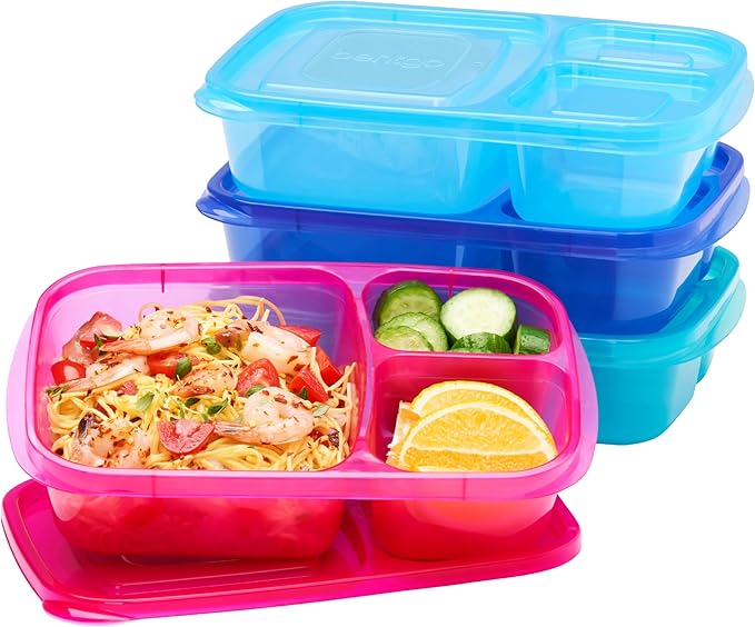 Bentgo Reusable, BPA-Free, Microwave, Dishwasher & Freezer-Safe, Custom-Fit Lids, Lightweight (Jewel Brights)