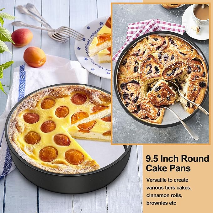 E-far 9.5 Inch Cake Pan, 2PCS Nonstick Small Cake Pans with Parchment Paper