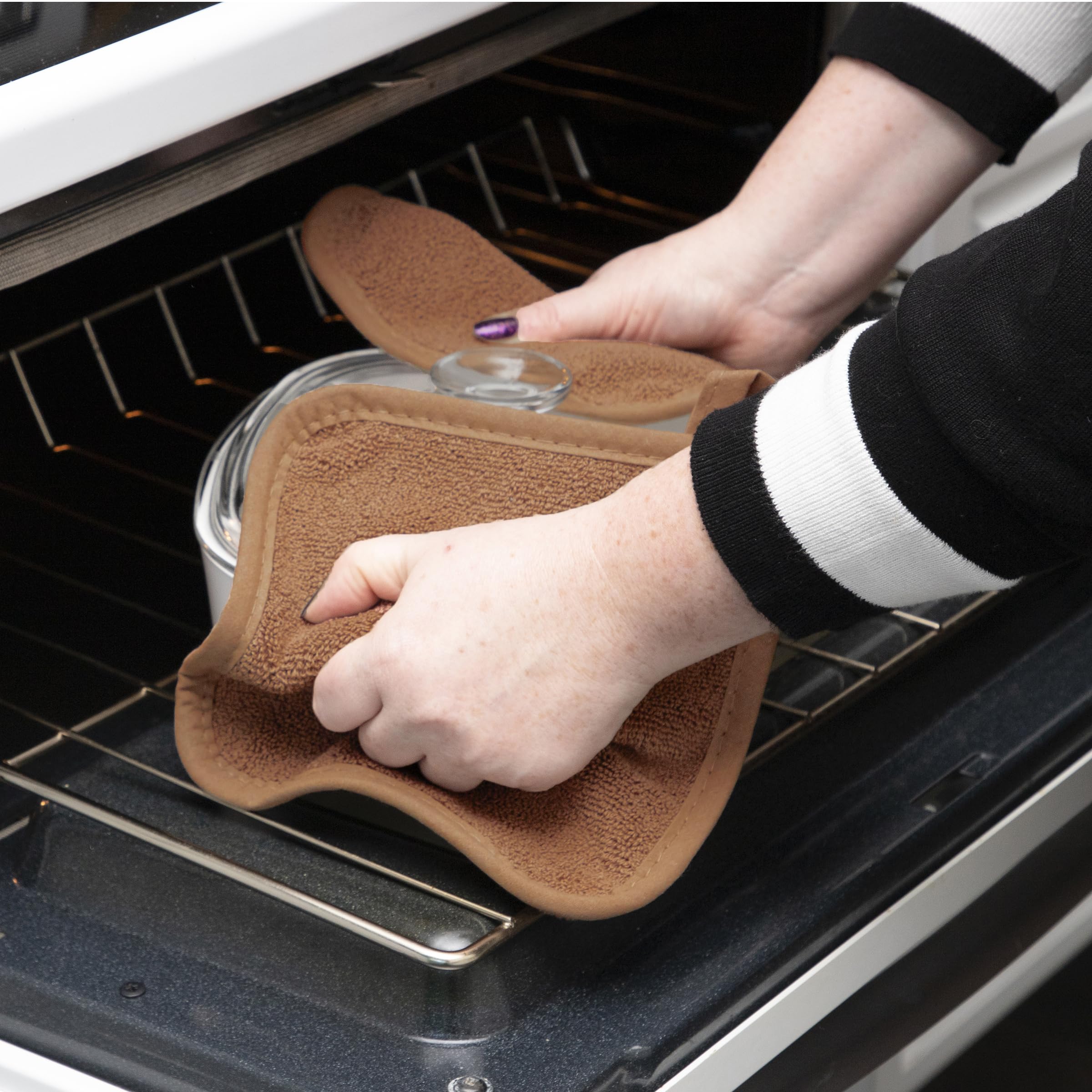RITZ Terry Potholder & Hot Pad: Unparalleled Heat Resistant, Durable 100% Cotton – Ergonomically Designed for Optimal Grip – Easy-Care Machine Washable – 4-Pack, Copper