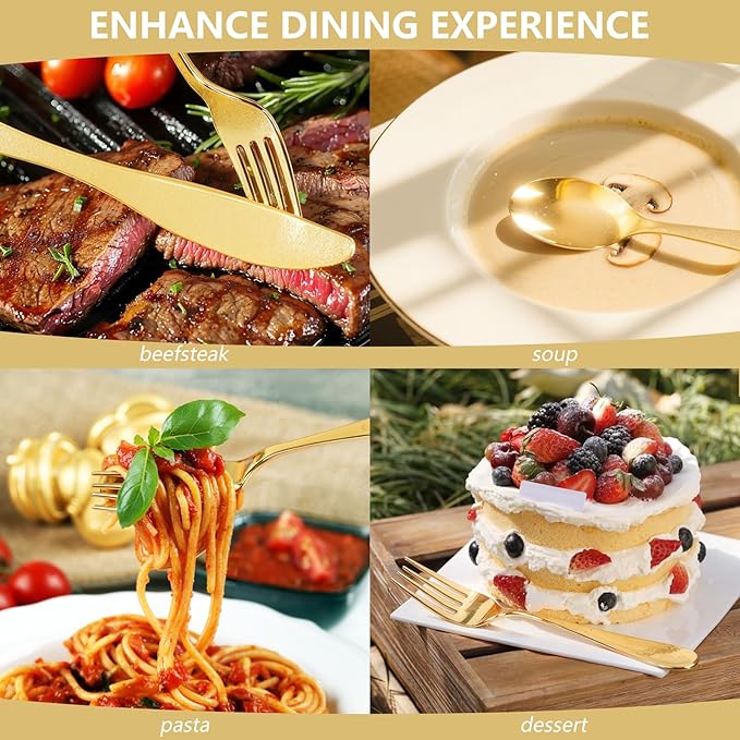 Joyido 150PCS Gold Plastic Silverware Set Heavy Duty for Weddings